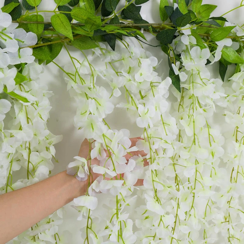 Wisteria Hanging Flowers Artificial White Wisteria Vine Silk Wisteria Flowers Garland For Wedding Arch Party Garden