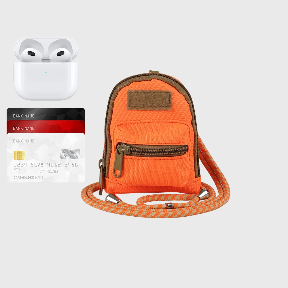 Wholesale camouflage multifunction crossbody carabiner mini backpack bag coin purse wallet for airpods earphone credit card