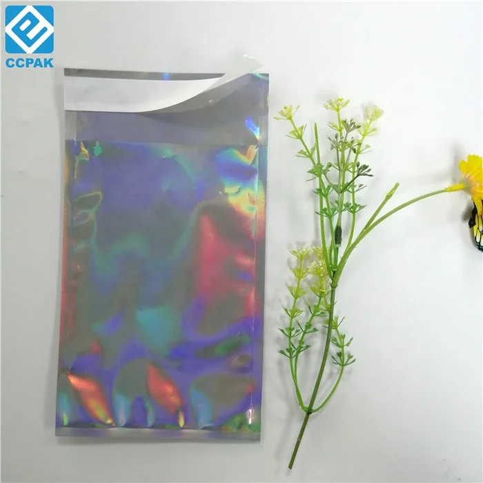 Doy pack hologram pouches transparent clear front logo white printing OEM nail polish packaging bags