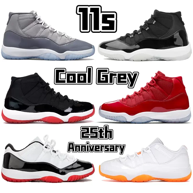 Brand top quality aIrE joRdAN 11 retro cool grey Basketball Shoes Mens Womens LOW CONCORD Space Jam Gown sport shoes Sneakers