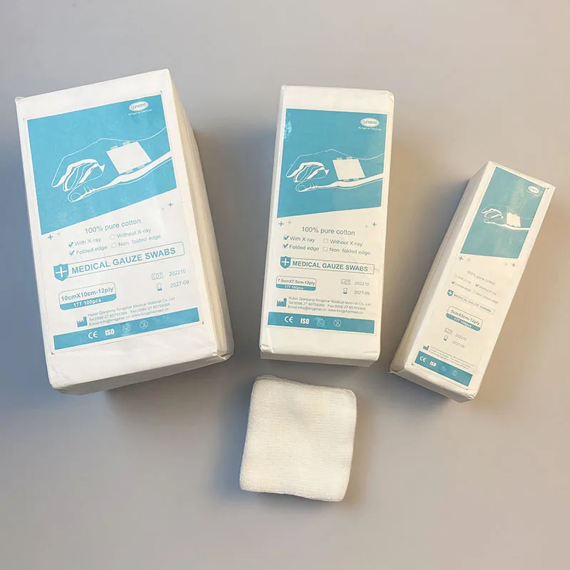 Medical Product Supply Surgical Gauze Pad 5 X 5, 10 X 10, 7.5X 7.5 Sterile X-ray Detectable Absorbent Cotton Gauze Swabs