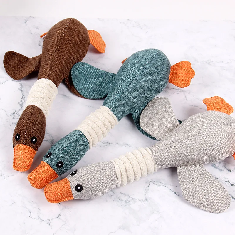 Pet Toy High quality Bite-resistant Vocal Teeth Plush Cat Dog Toy Linen Wild Goose