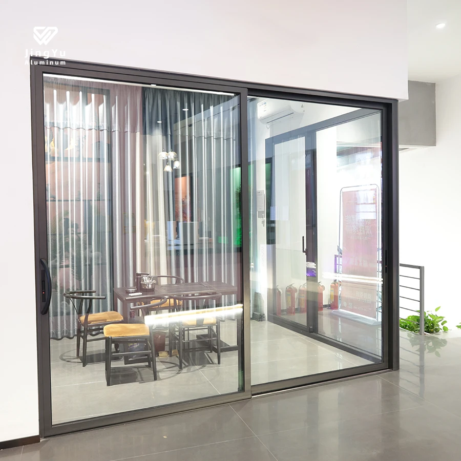 Residential House Commercial Heavy Duty Thermal Aluminum Alloy Frame Sliding Glass Doors For Interior