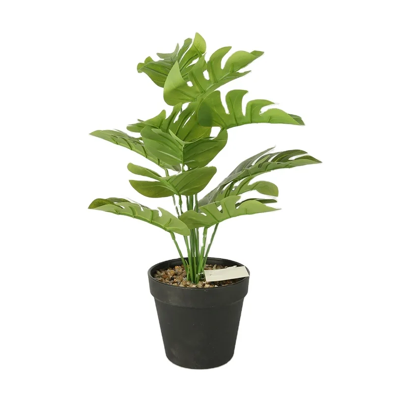 Modern Artificial Monstera Leaf Greenery Artificial Plastic Material Decoration Leaf home decor latest