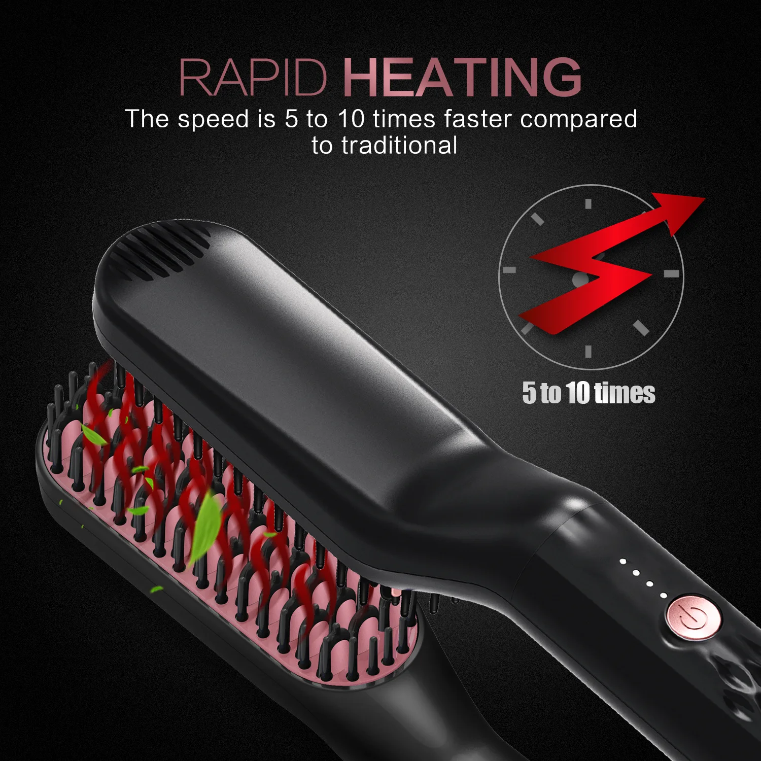 Ceramic Ionic Heating Control Beard Straightener Brush Anti-Scald Electric Multifunctional Quick Straightener Hair Styler Comb