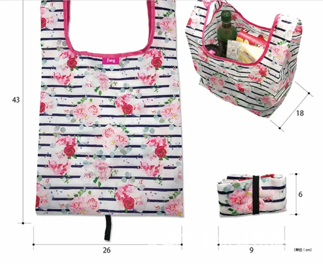 Dynamics Eco Friendly Cute Prints Durable Lightweight Grocery Shopping Bag foldable nylon bag for Produce Market Groceries