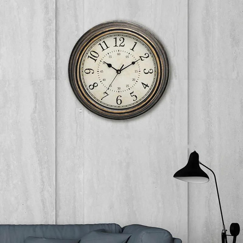 1pc wall clock 12 inch silent living room creative American retro quartz clock Nordic plastic clock Amazon