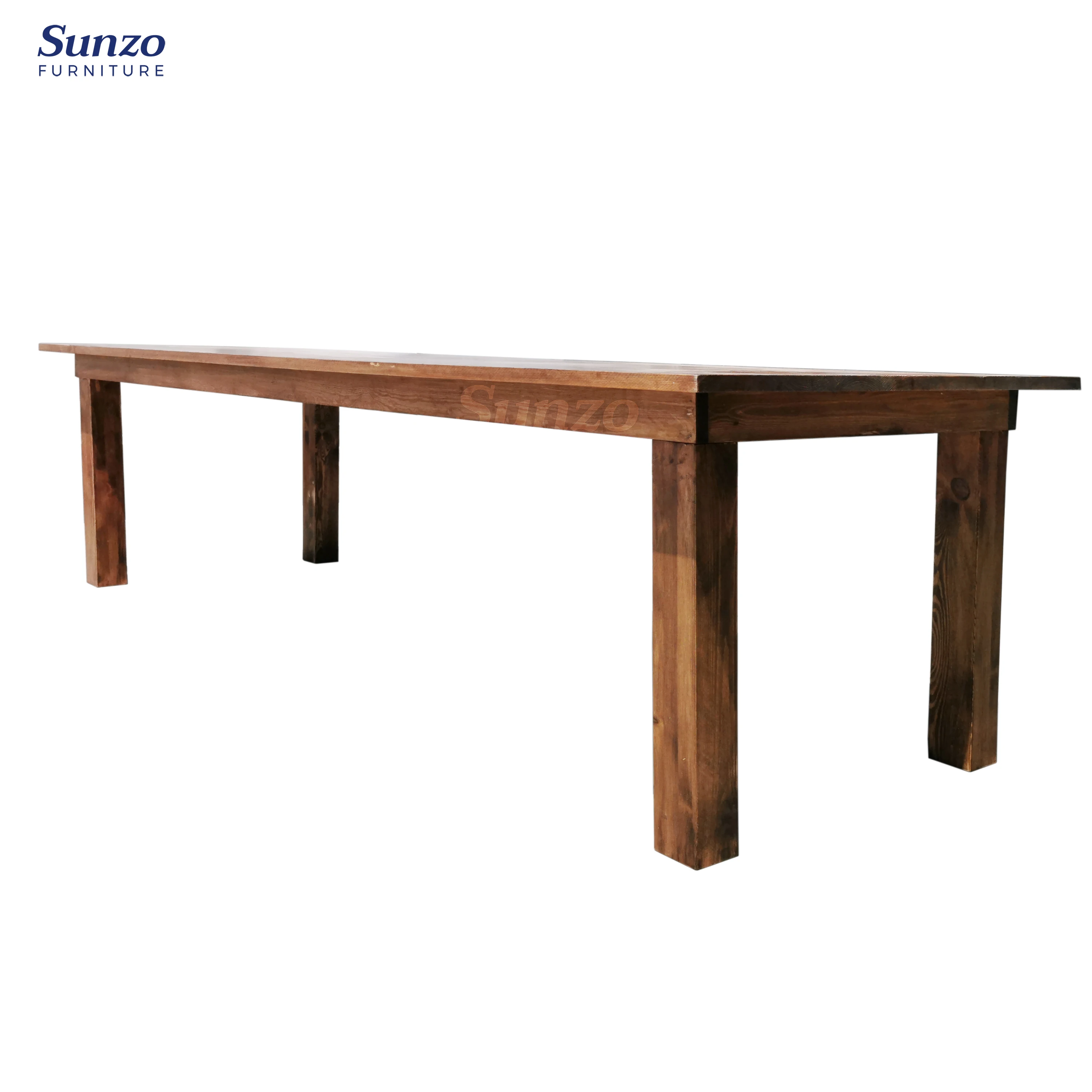 Modern Luxury Antique Pine Wood Farm Table Set Folded Design Metal Iron Wedding Dining Party Kitchen Bar Living Room Use Events