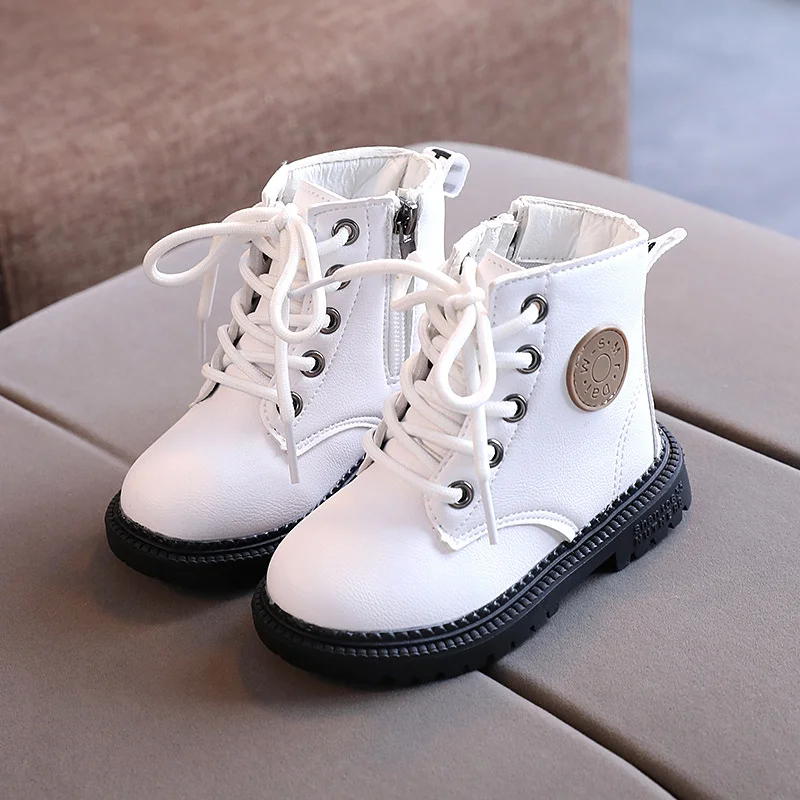 2021 Spring Autum cheap Leather Flower Baby Rubber Boots Waterproof Fashion Kids  Martin  Boots