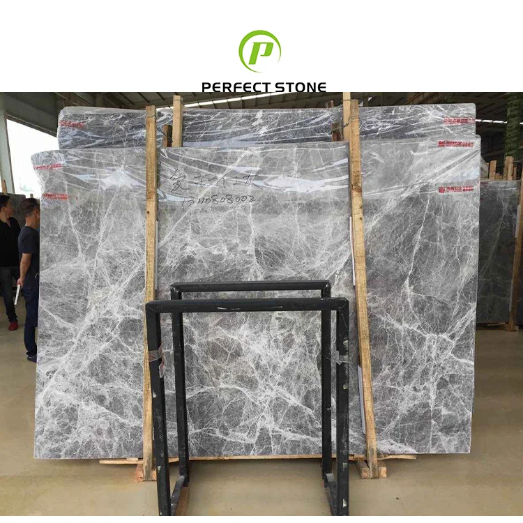 Natural Stone Grey Marble Slabs  Wholesale Marble Tile Polished Big Kitchen Counter Slab Price