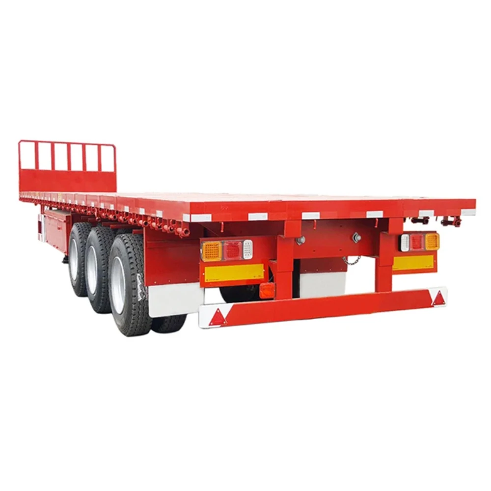 60ton 40ton Loading Capacity 3 Axles 40FT Container Transport Platform Flatbed Flat Deck Semi Trailer for Sale