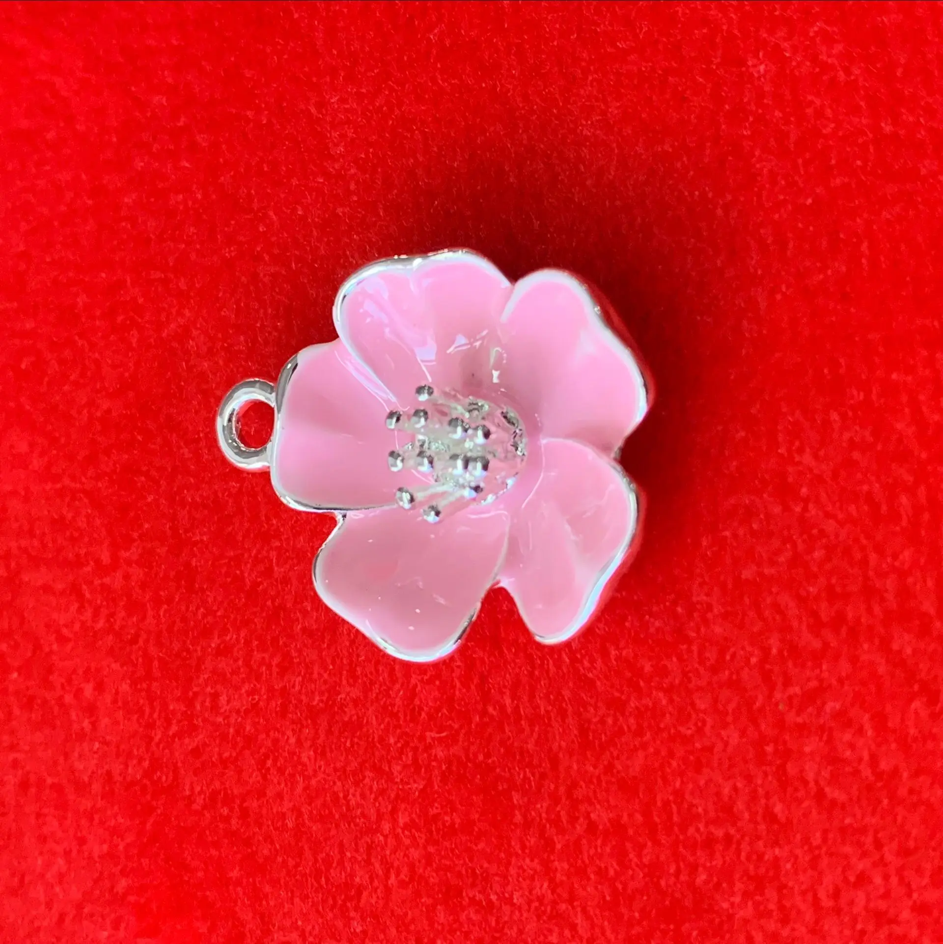 silver metal flower jewelry charms 10 color enamel silver flower charms for bracelets bangles colorful silver flower charms