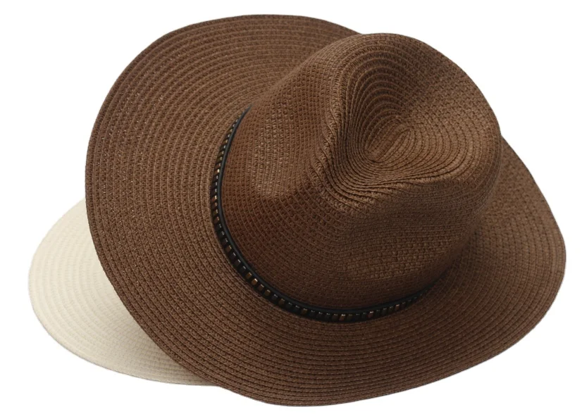Manufacturers wholesale Panama straw summer beach sun hat with wide eaves to support customized logo for men and women