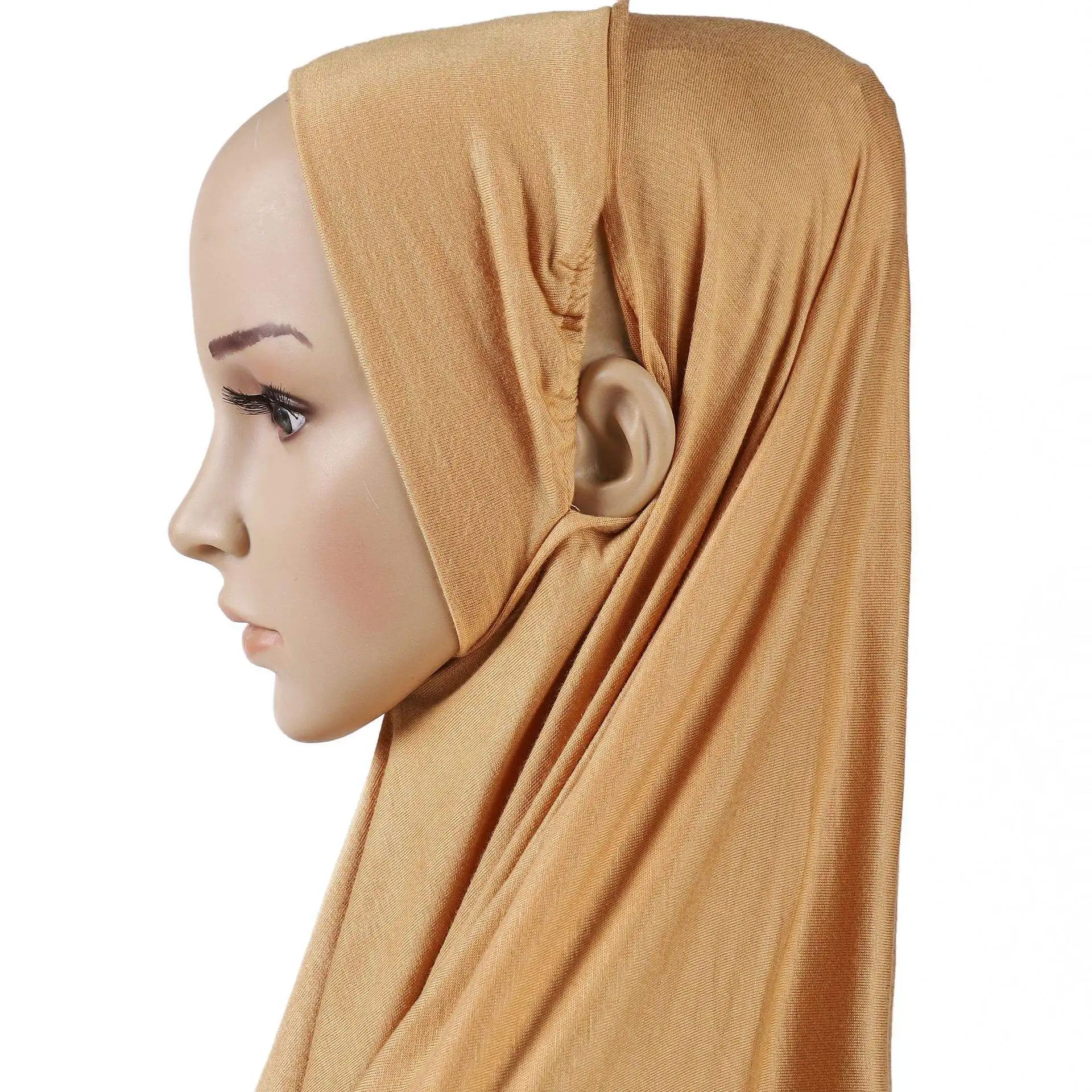 Yomo Malaysia solid color modal with ear hole instant hijab wrap head wearing headphone stethoscope Jersey Cotton headsca