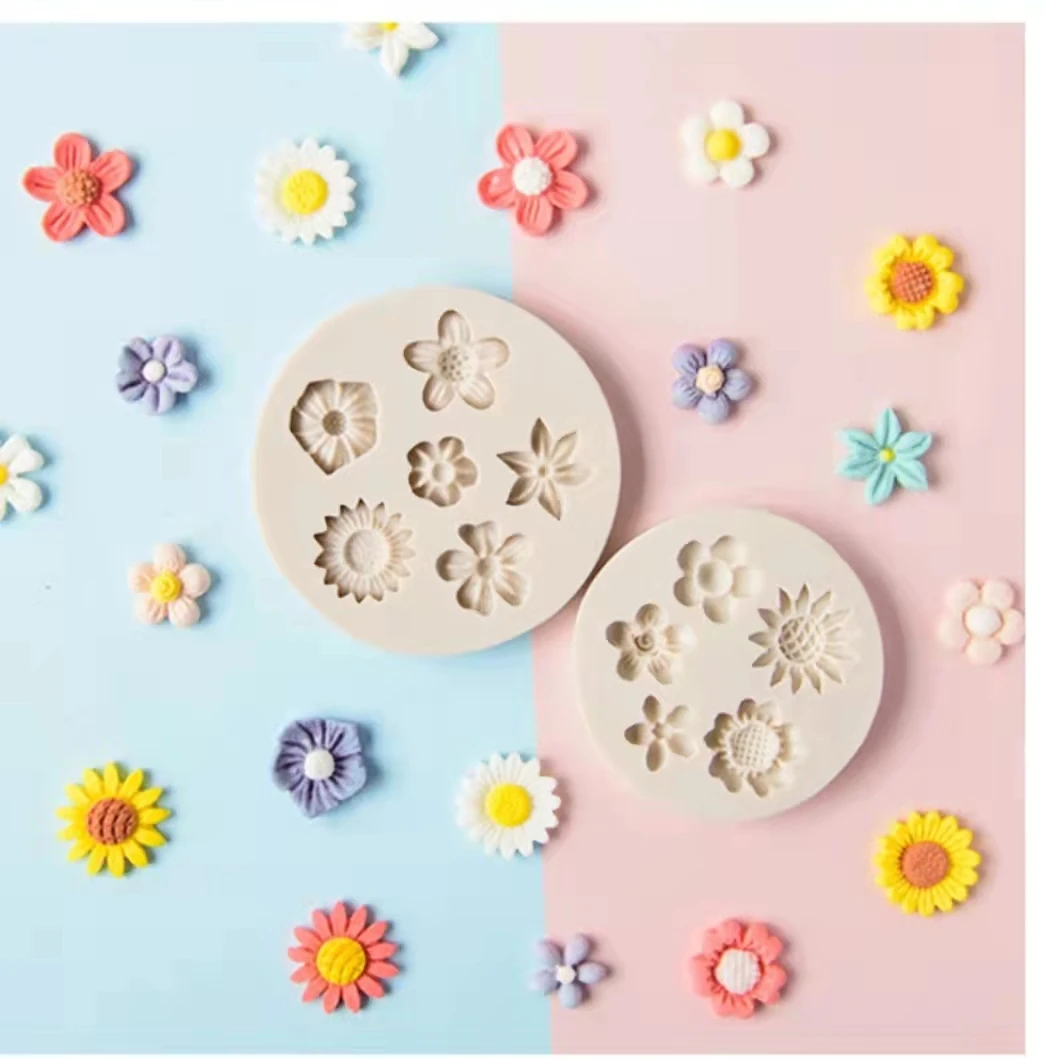 wholesale tiny fancy Hyperfine flower Cake ornament fondant cake flower shape silicone cake mold