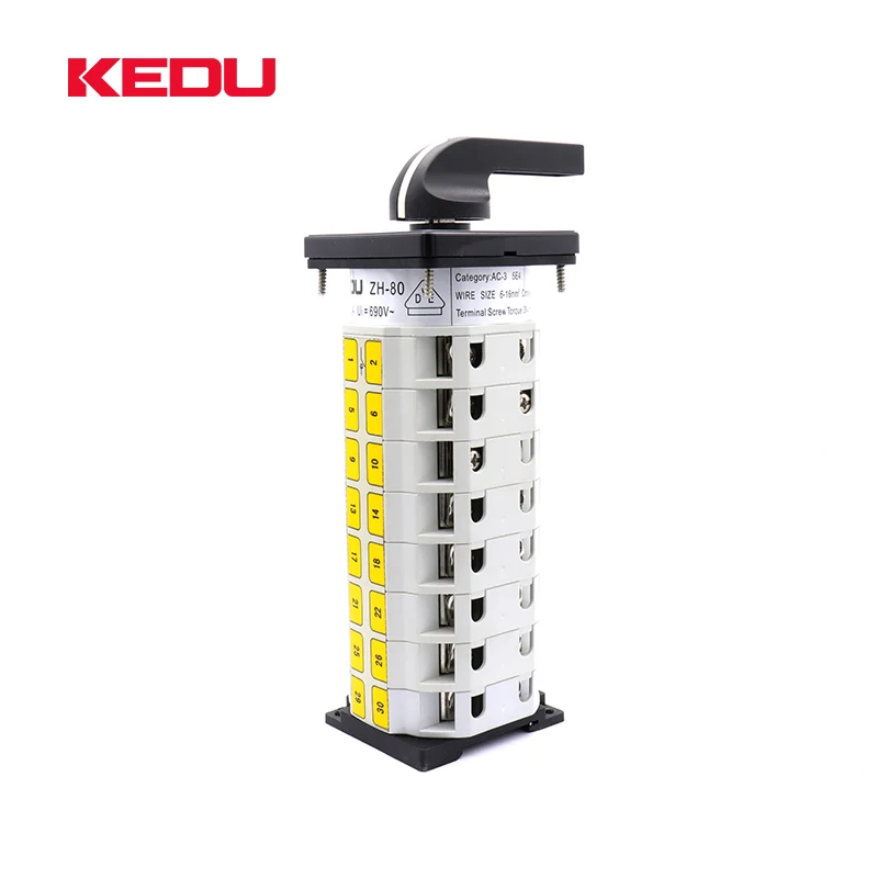  KEDU ZH-20 0-1-2 80A 3-позиционный поворотный кулачковый переключатель с CQC VDE UL CE 8 напольный
