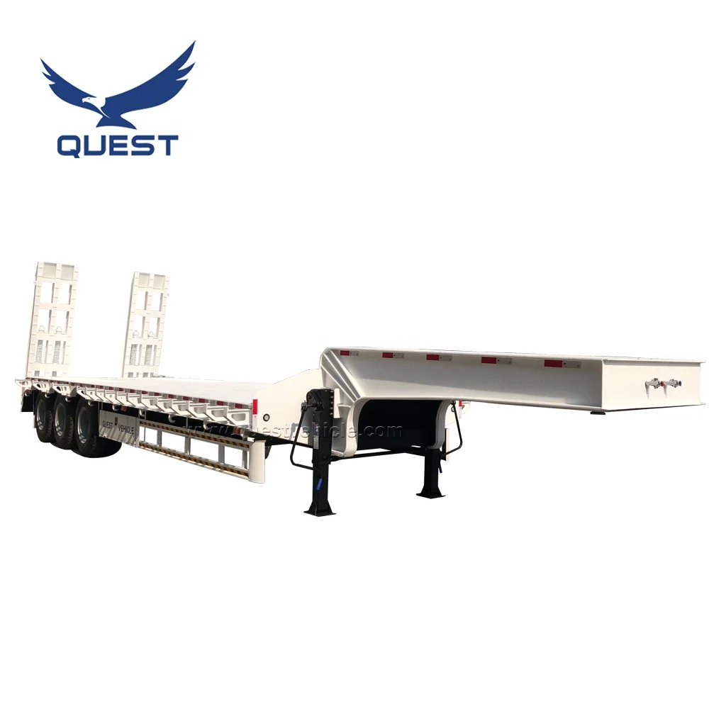 60 Tons Heavy Duty 40 Ft 3-Axles Lowbed Truck Trailer Factory Made Steel Low Loader Truck Trailers