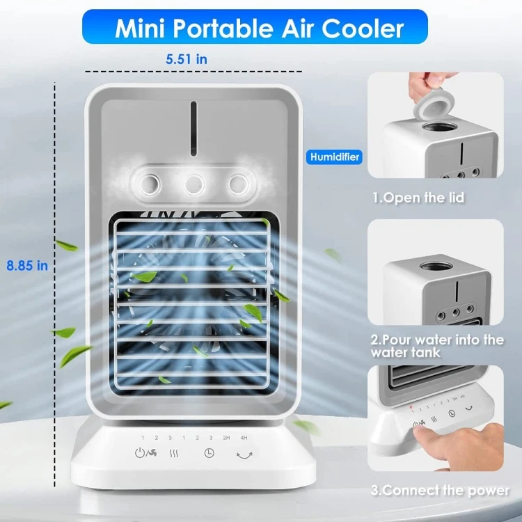 Wholesale price 2600mAh USB Mini Desktop Spray Humidification Cooling Fan Home Air Conditioner Fan Cooler