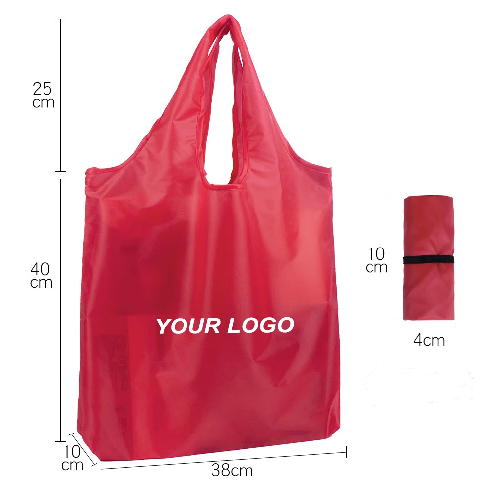 Heavy Duty Expandable Large Big Eco-Friendly Folding Tote Shopping Bag Reusable Foldable Polyester Bag With Logo Printed