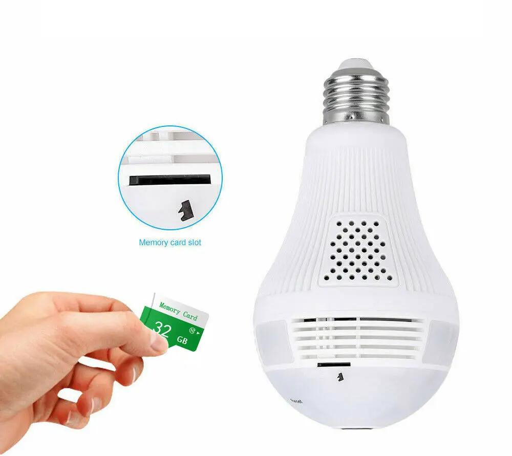 1080P 2MP HD 360 Degree Panoramic IP Wifi Camera Light Bulb Cam Lamp Security Network Camera