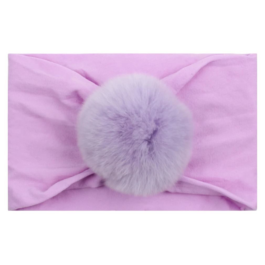 Classical Hair Style Fur Ball Elastic Baby Wide Nylon Headband 2021 New Arrival DIY Hair Accessories Headwear