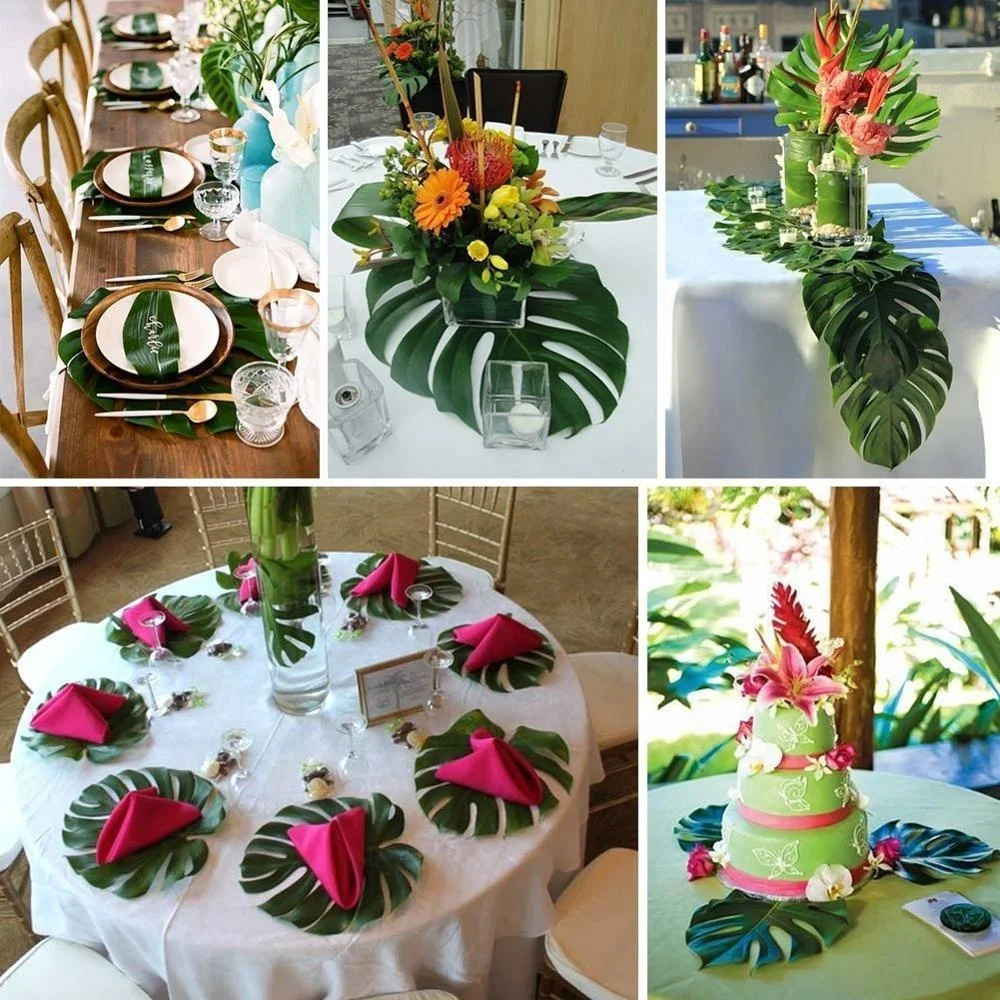 
Hawin different kinds of fake leaves artificial flowers for Jungle Theme Party 