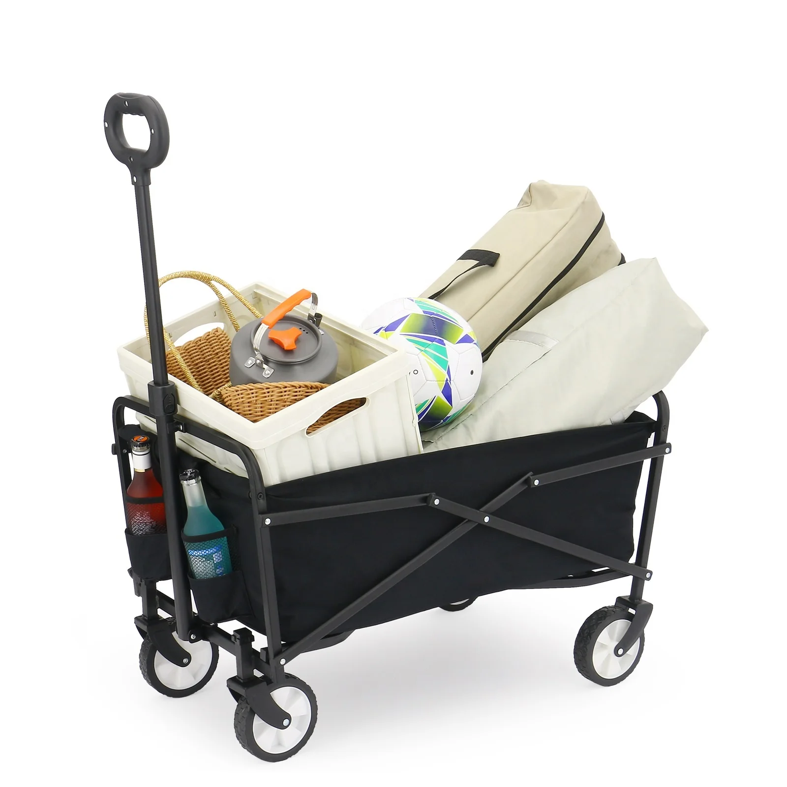 Eaynon Outdoor Fishing Garden Trolley Shopping Tour Hand Luggage Portable Beach Collapsible Folding Wagon Camping Cart Trolleys