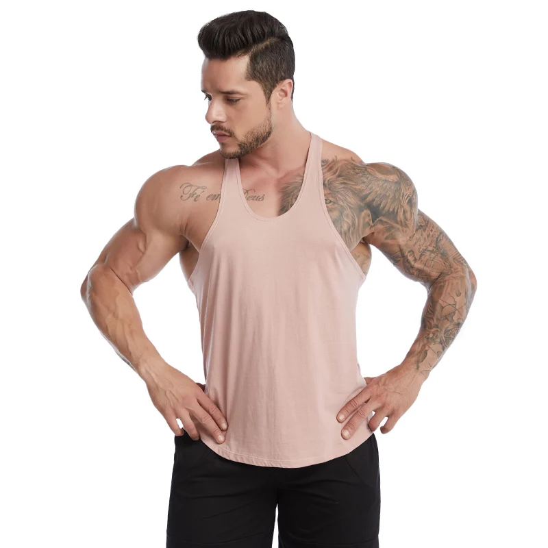 Professional factory custom logo 100% pure cotton lightweight breathable fitness gym men tank tops with great price