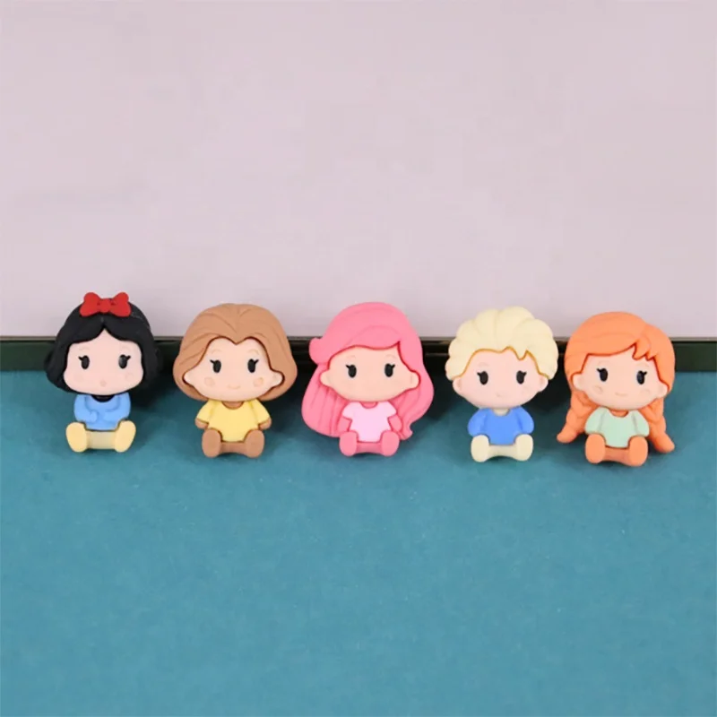 Kawaii Simulation Polymer Clay Doll Flat Back Princess Resin Cabochons For Diy Hair Bow Phone Decoration mini character clay