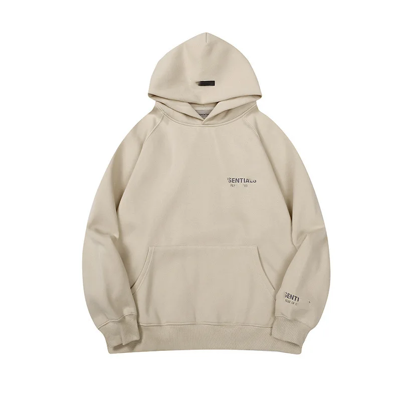 American Solid Color Loose Fit Trendy Design  Guard Coat Small Letter Print  Fall/Winter Sweater Men Women Double Hooded