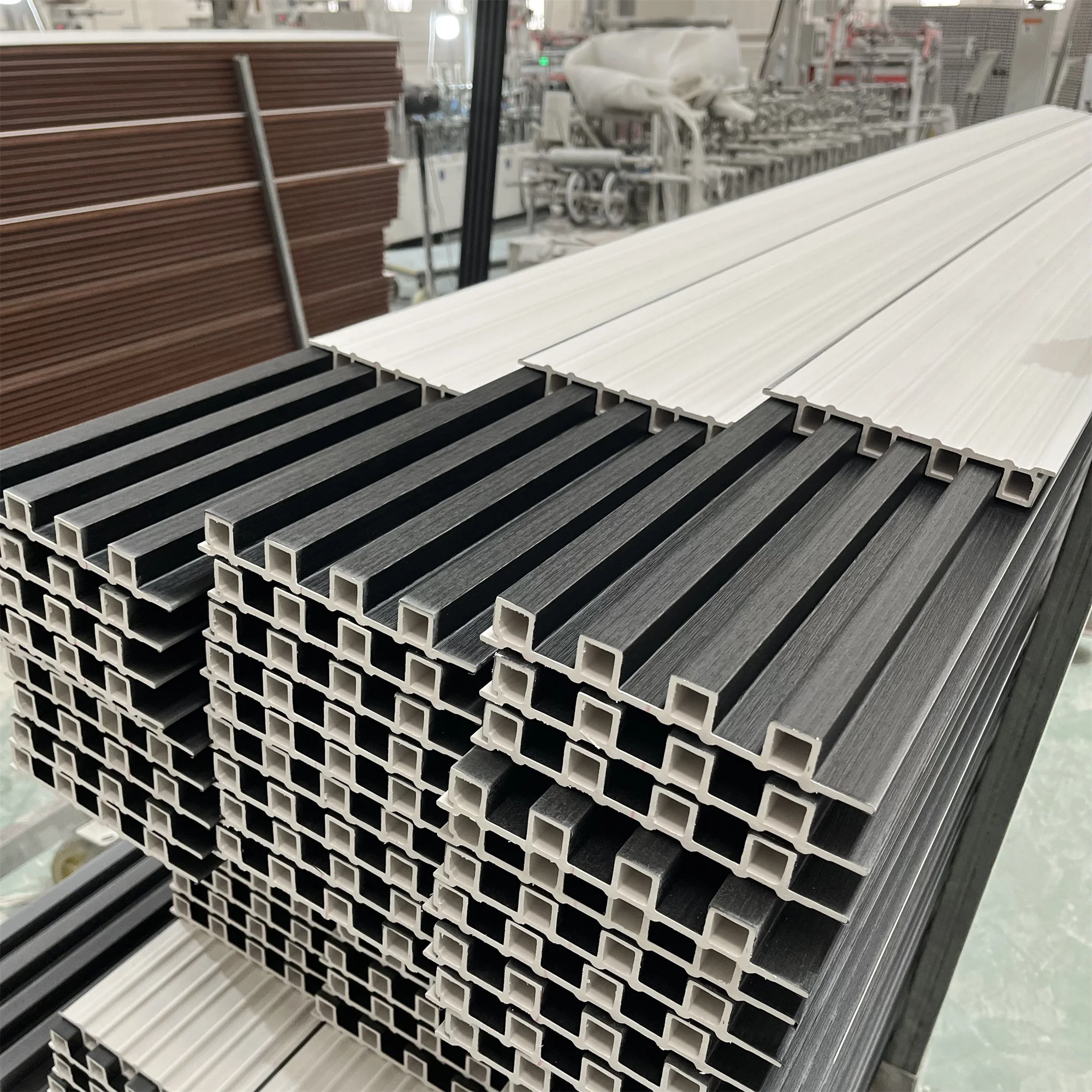 Panneau Revetement PVC LAMBRIN Paneles Ranurados Wpc Wall Panel Wood Slat Woc Timber square Tube