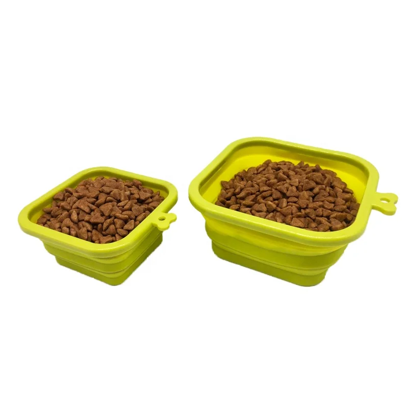 Силиконовая складная миска для собак, портативная миска для кормления домашних животных, с карабином, подходит для прогулок, путешествий