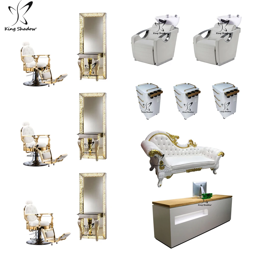 Saloon Equipment Package Salon Furniture Set Custom Hairdressing Chairs Barber Mirror Shampoo Stations Hair Salon Chair for Sale