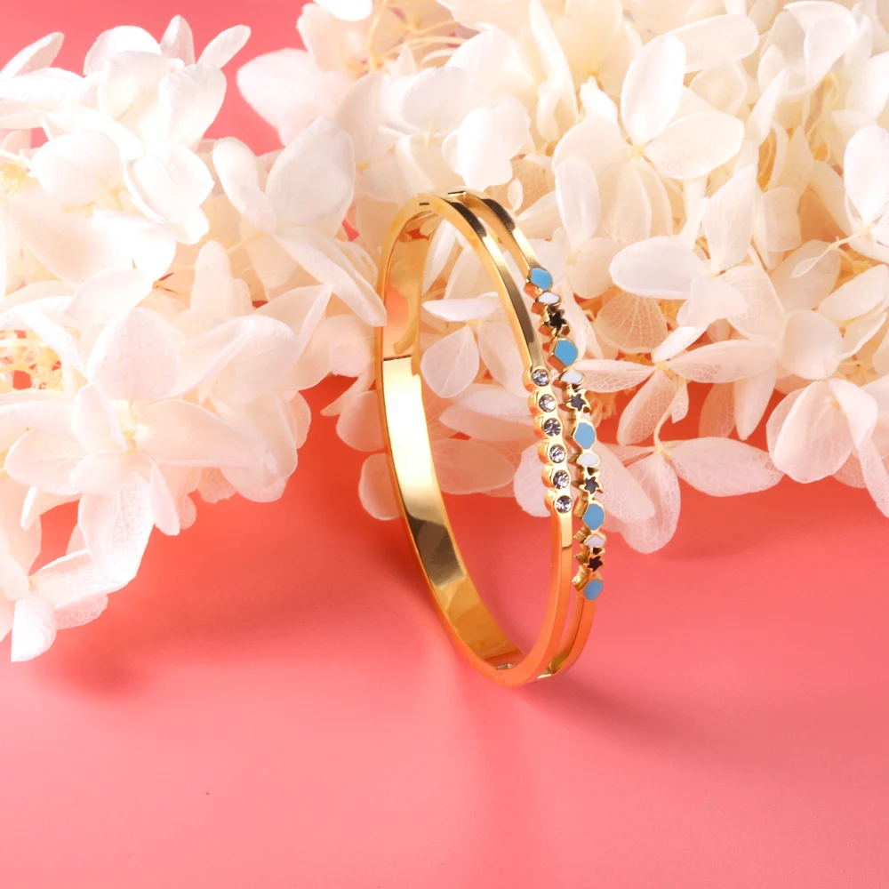 2022 Dubai Gold Wedding Engagement Rings Set Diamond stainless Steel Layered Ring