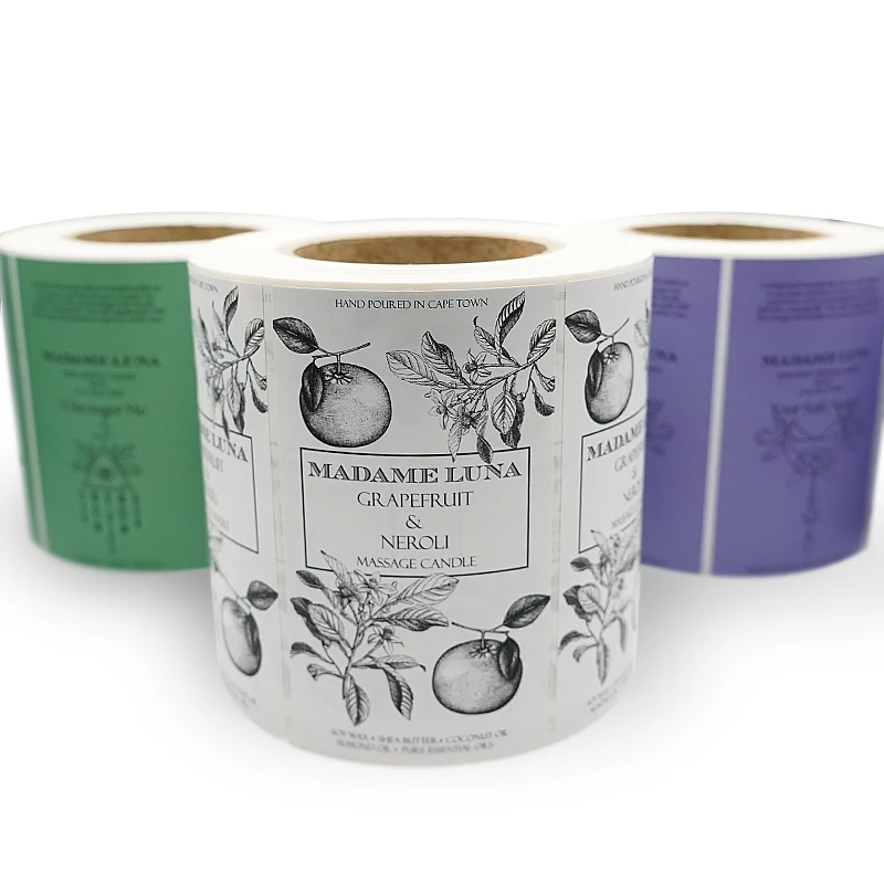 Custom wholesale label sticker candle wine die cut label vinyl pvc adhesive sticker waterproof packaging labels for bottles