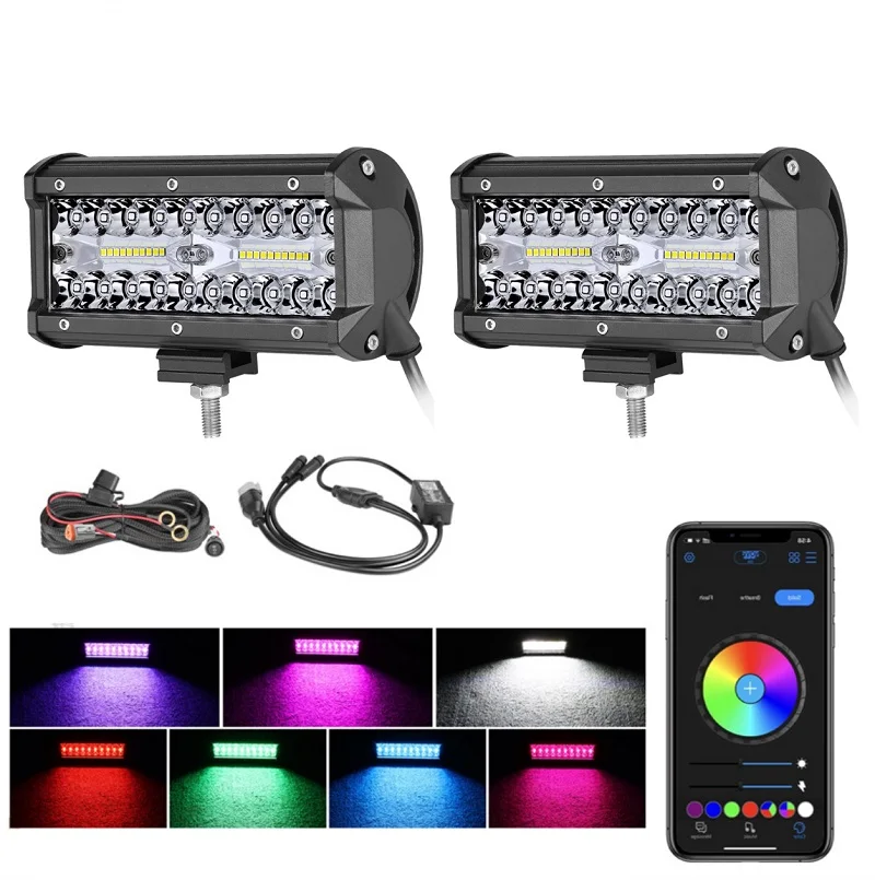 7 Inch Nova Auto App Control Tractor Drl Halo Ring Rgbw Small Led Bar