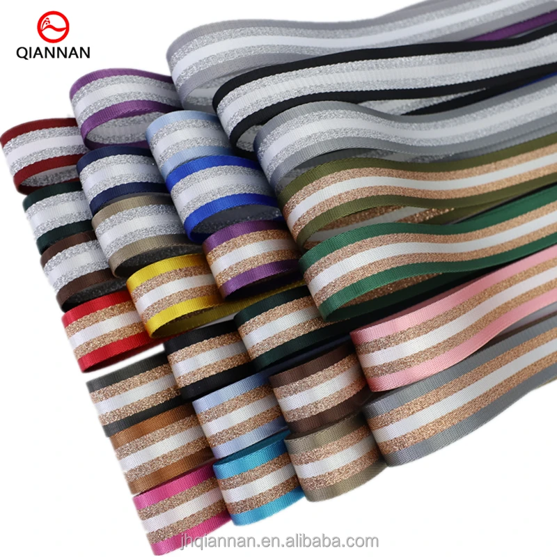 Factory Provided Stripe Intercolor Color Nylon Webbing for Bag Strap Binding Belt Clothing Shoes and Hats Decorative Accessories