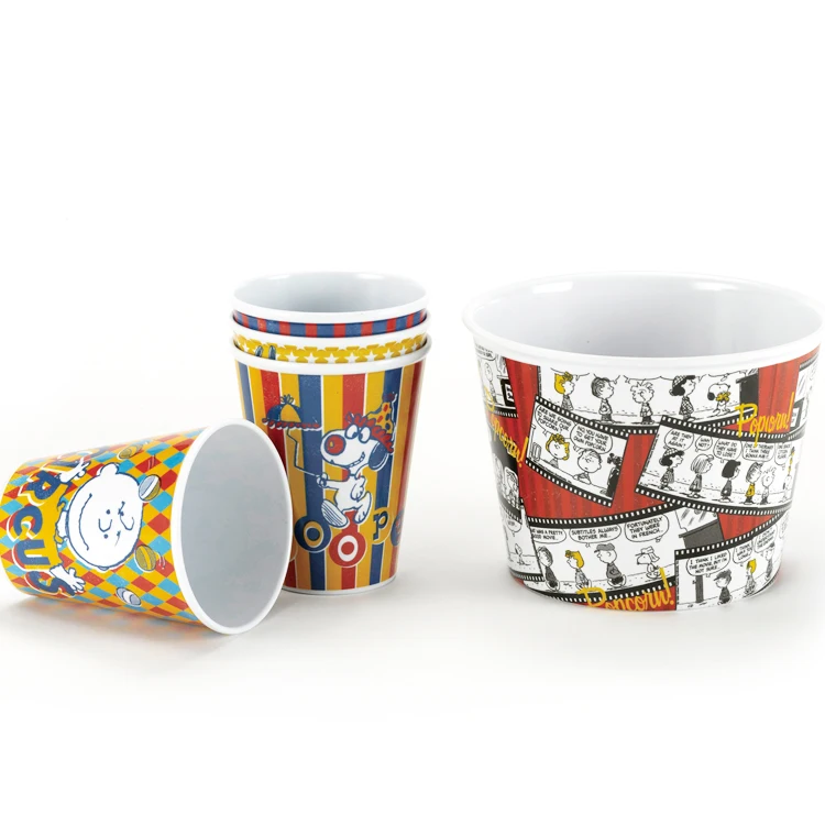 3 Pcs custom printed Lightweight Non-Toxic Plastic Popcorn and Fried chicken bucket