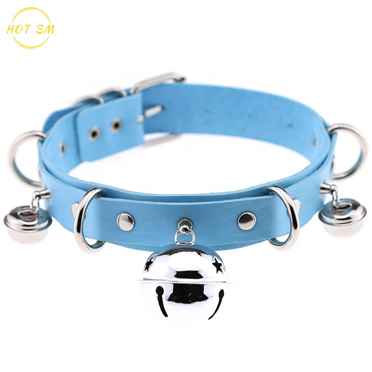 
New Women Men PU Choker Sexy Bell Leather Collar,BDSM Bondage Necklace Neckband,Sex pu Toys For Couples 