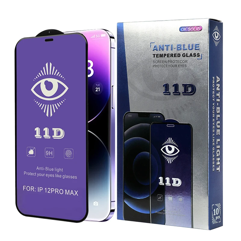 HYTO Eye Protection Mica Anti Blue Light 9H Curve Glass 11D Anti-blueray Tempered Glass Film Screen Protector for Xiaomi Huawei