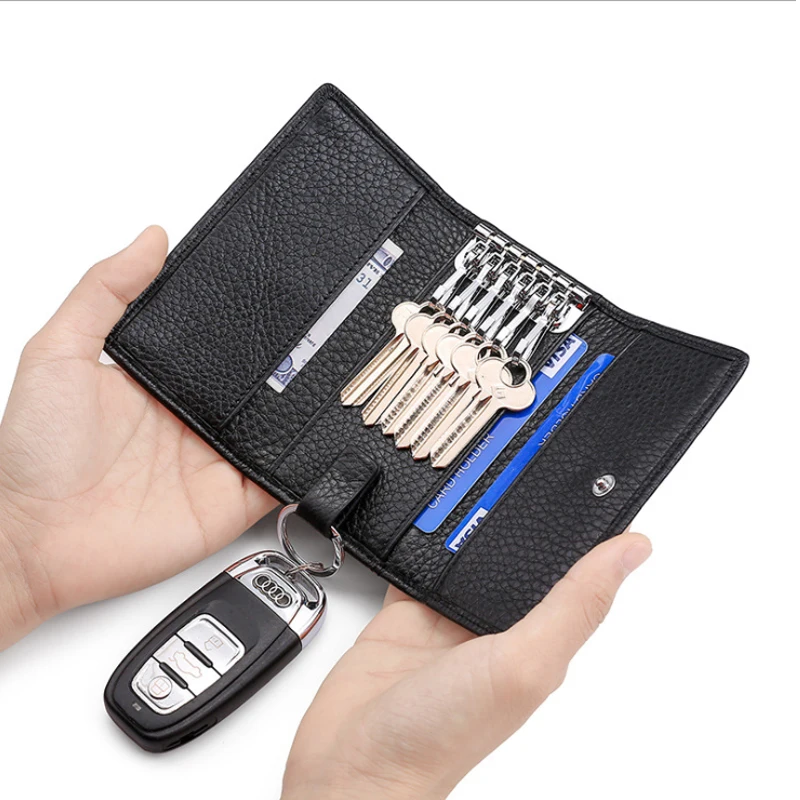 Custom Slim Trifold Leather Key Holder Case Wallet
