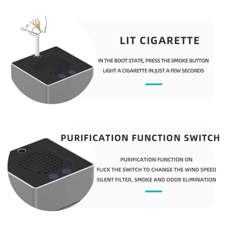 Office Room Car Desktop Portable USB Electric Smokeless Ashtray Air Purifier with Cigar Lighter For Absorbing Smoke