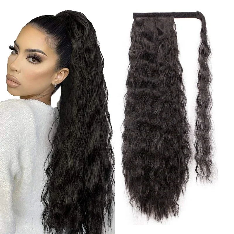 Straight Wrap Around Hairpiece Synthetic Ponytail Kinky wave Hair Extension Wrap Around Hairpiece Curly Straight Pony Tail
