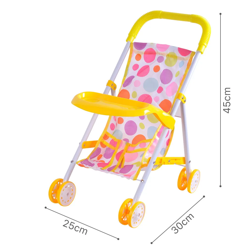 IN STOCK 6 styles yellow metal plastic Doll trolley play doll Beautiful foldable lovely baby doll stroller toy for kid