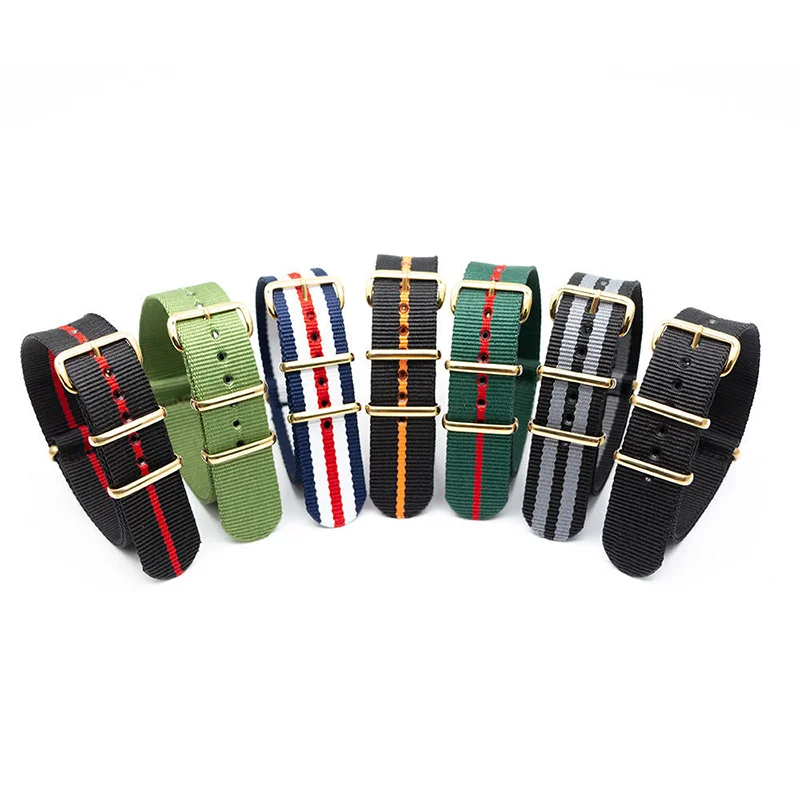 Customized models watch band three rings pin buckle comfortable bracelet pure nylon watch strap