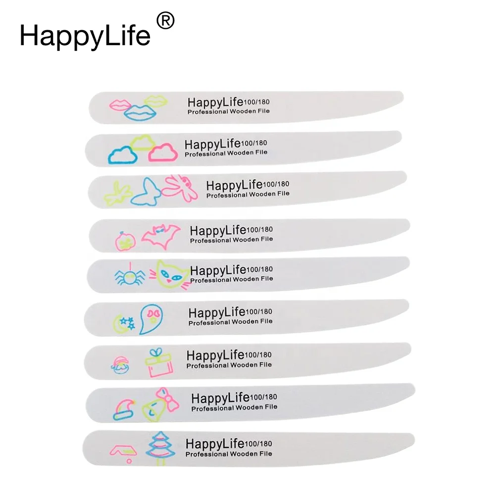 HappyLife New Arrival Luminous OEM Private Label Printed Moon Zebra Professional Disposable Grit 100180 Nail Files