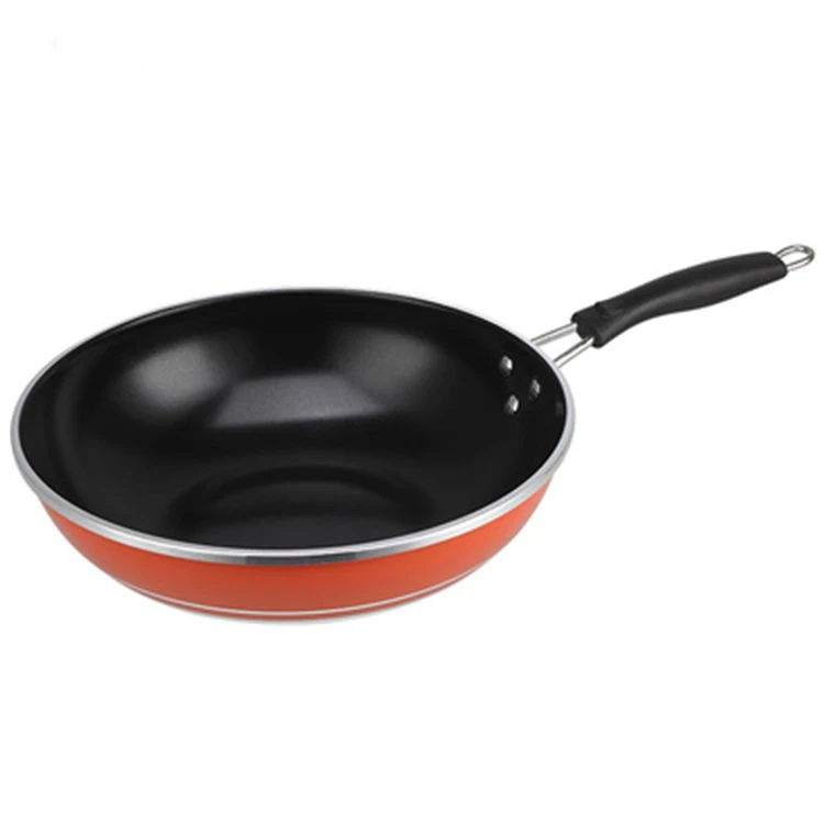 Kitchen Accessories Aluminium Coated Fry Non-stick Pan Stainless Steel Home Restaurant  Cooking Wok Pot With Handle
