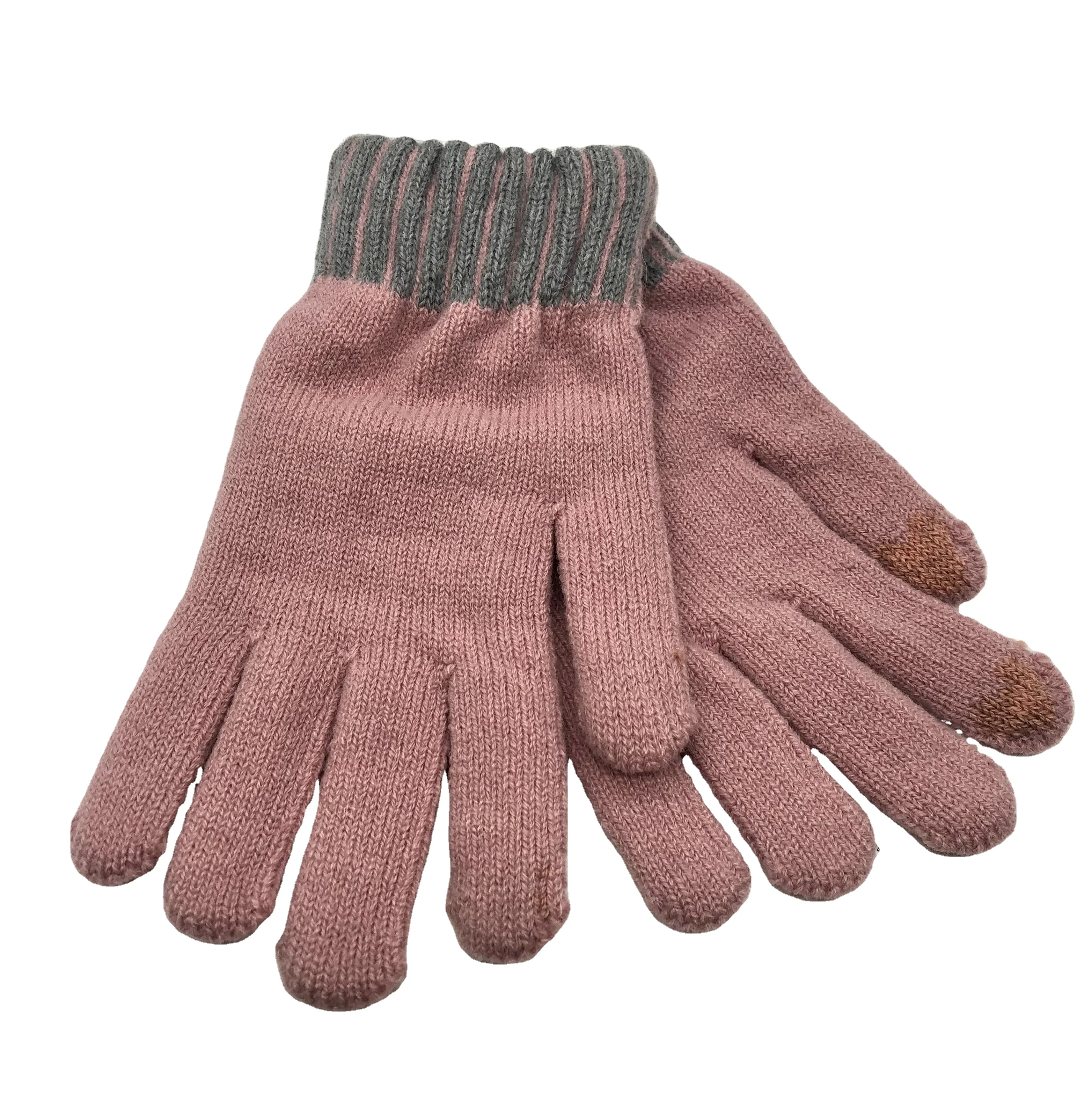 Factory direct sale touch screen knit winter gloves warm gloves two color jacquard wrist gloves