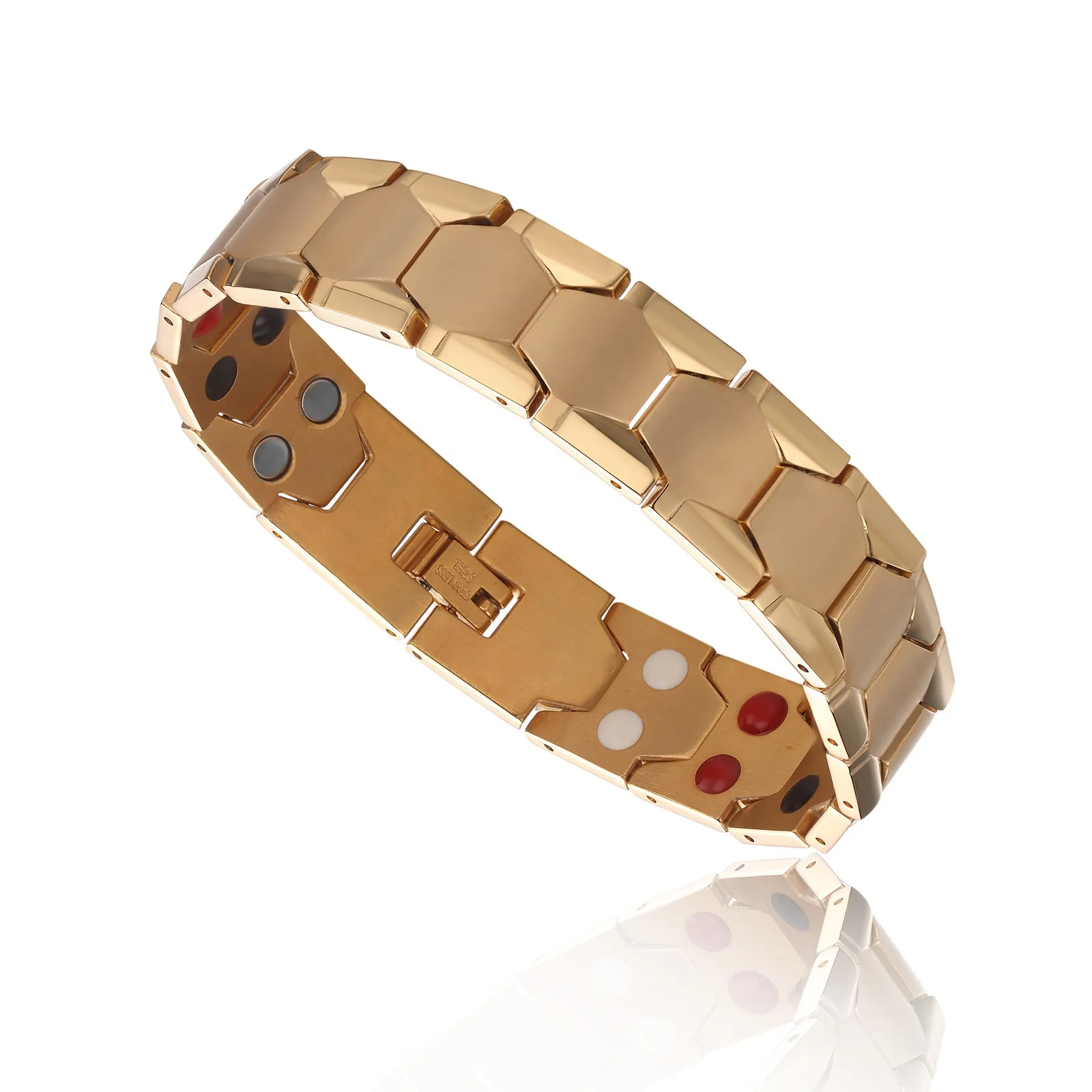 
316L stainless steel bracelet gold color men titanium steel germanium Magnetic bracelets 