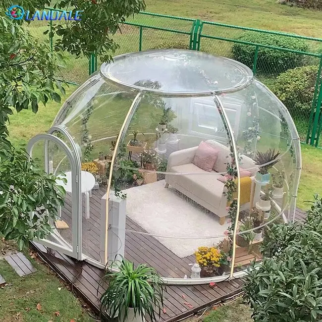 Romantic polycarbonate transparent house with bathroom Dome house mobile tent